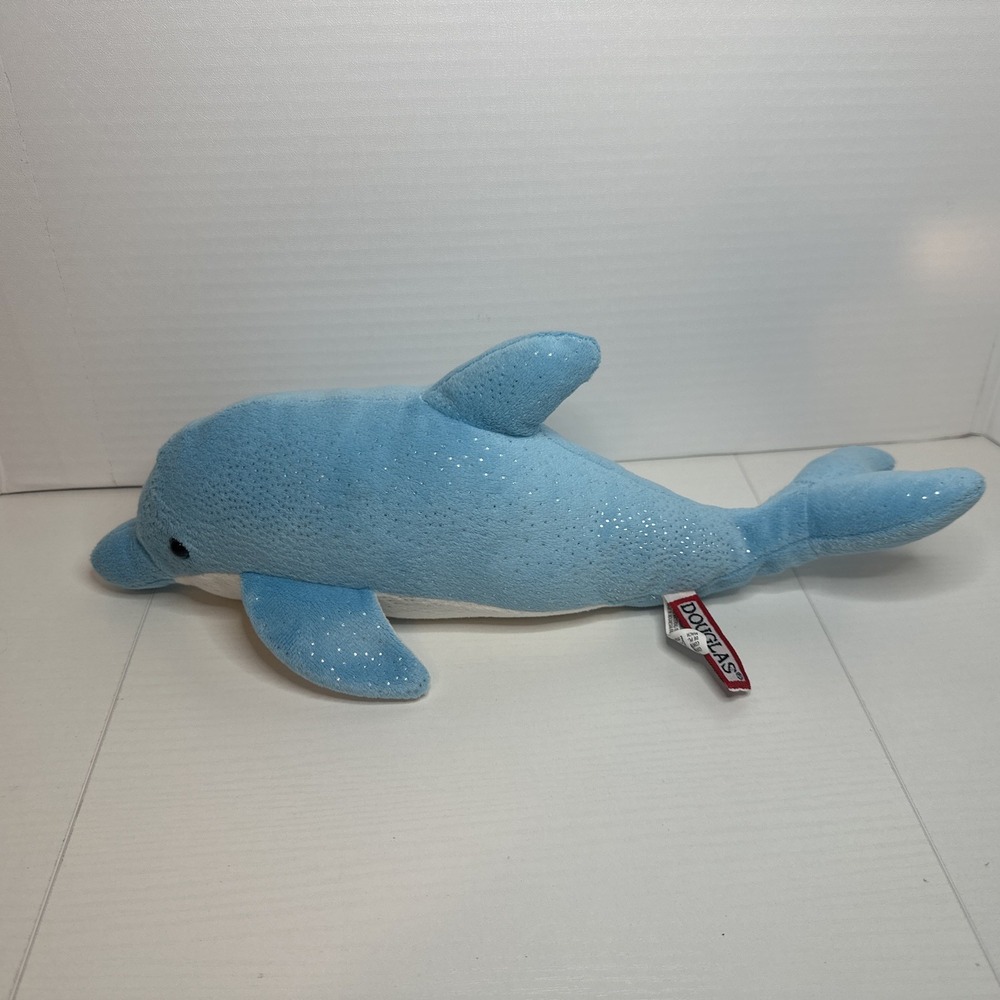 Douglas Dolphin Stuffed Animal Plush Blue/White Glitter Small